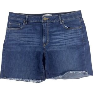 Ann Taylor LOFT High Rise Frayed‎ Hem Denim Shorts Women's Size 32  14 Blue Wash